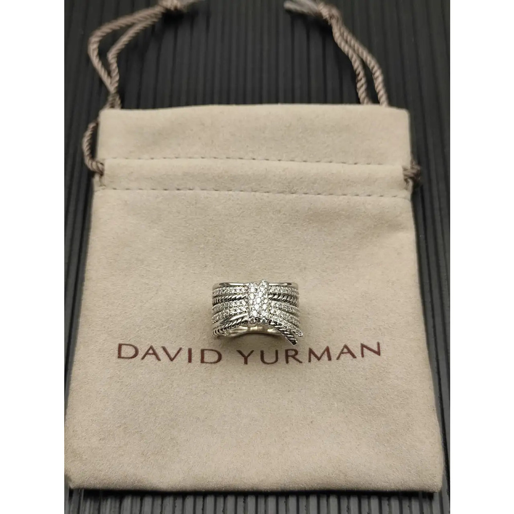 David Yurman Silver Diamond Bow Ring